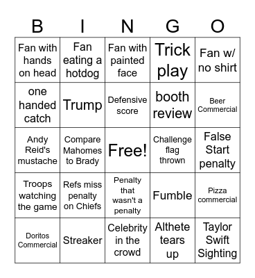 IKAROS SUPERBOWL BINGO Card