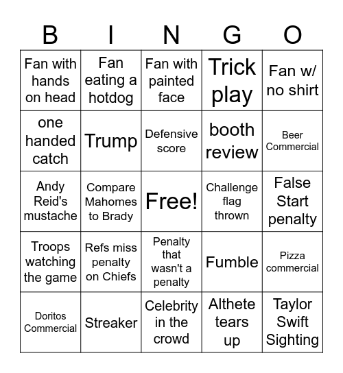 IKAROS SUPERBOWL BINGO Card