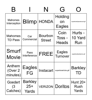 Super Bowl 53 Bingo Card