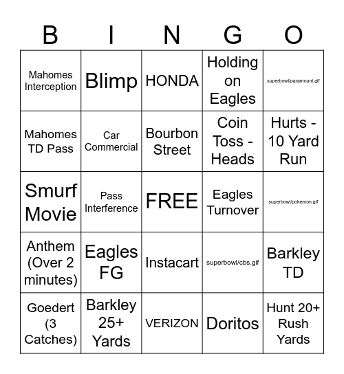 Super Bowl 53 Bingo Card
