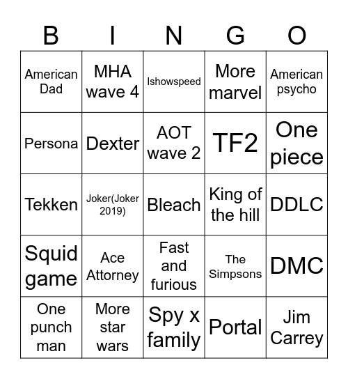 Fortnite chapter 6 season 2 collabs Bingo Card