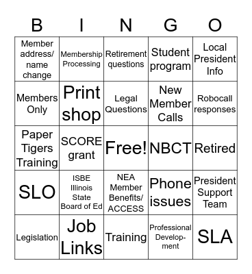 IEA Connect Bingo Card