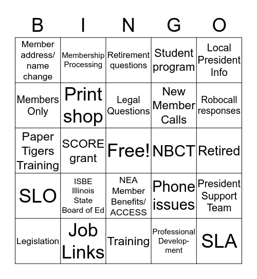 IEA Connect Bingo Card