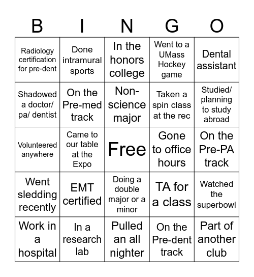 MedConnect Bingo Card