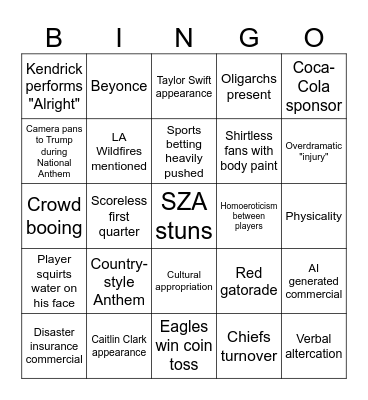SUPER BOWL LIX Bingo Card
