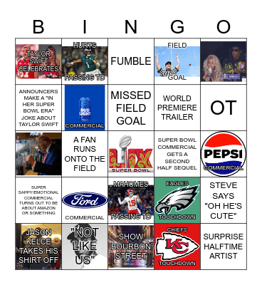 Super Bowl 59 Bingo Card