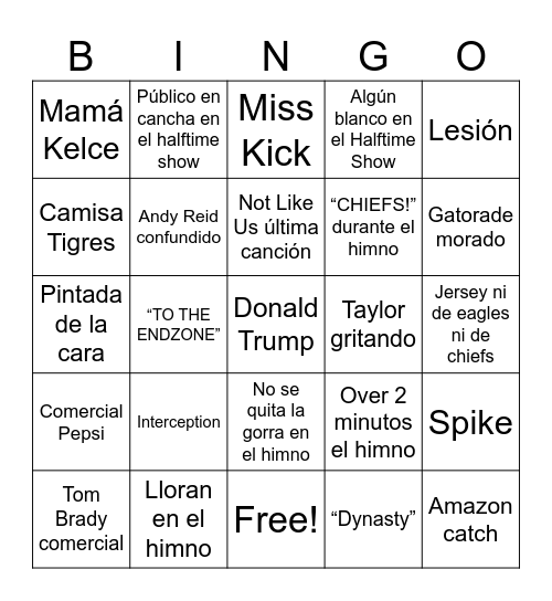 SB LIX Bingo Card