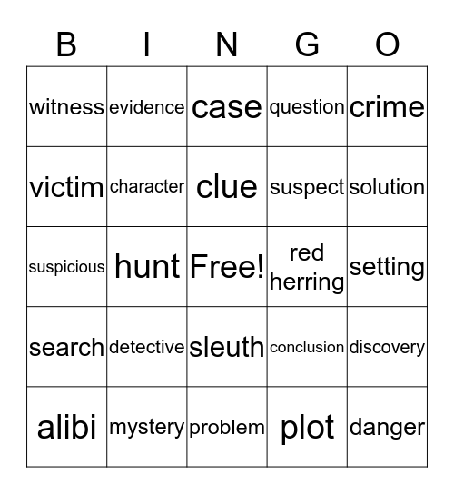 Mystery Word Bingo Card