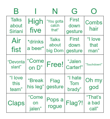 Anthony’s Bingo Card