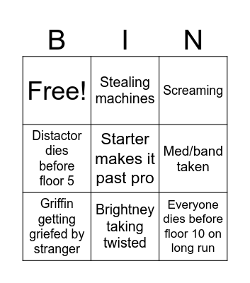 Dandy World Bingo Card