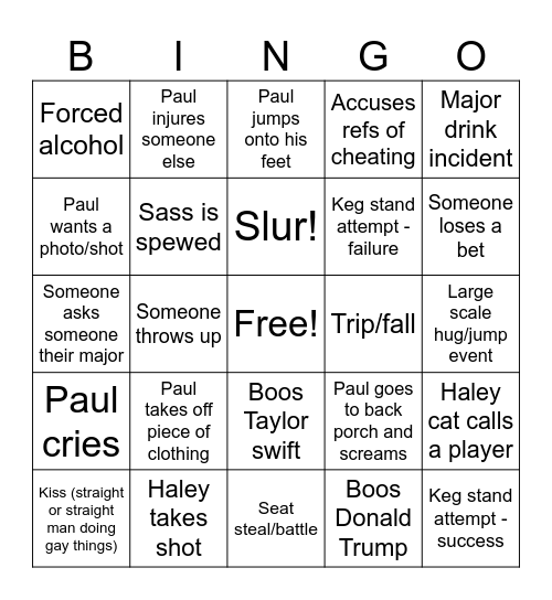 Superbowl Bingo Card