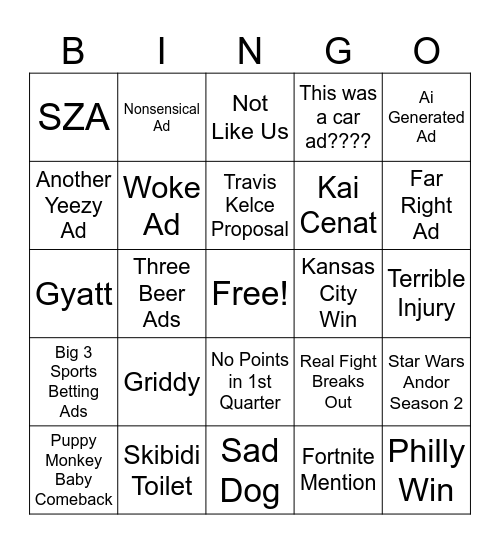 leons super bowl Bingo Card