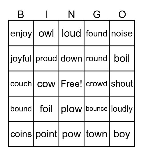 Boy Cow Bingo Card