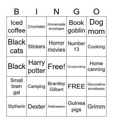 Pen Pal Bingo Card