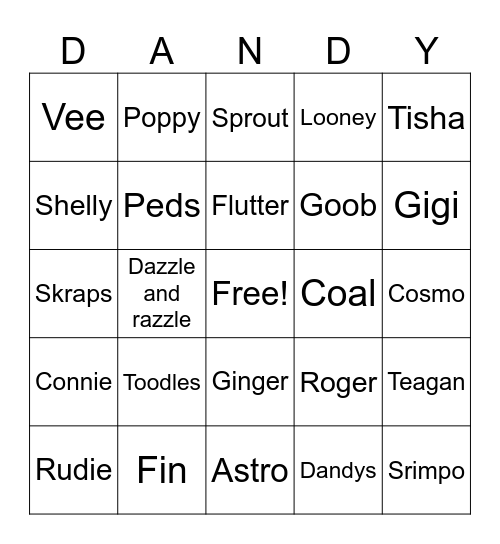 Dandy’s world Bingo Card