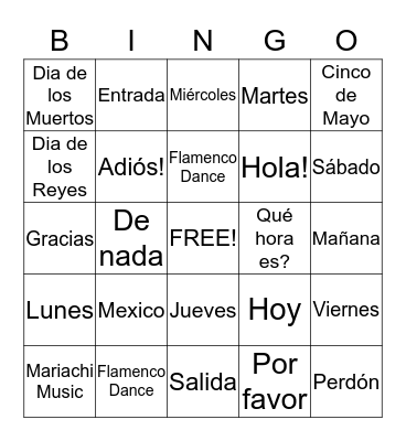 MEXICO Bingo Card
