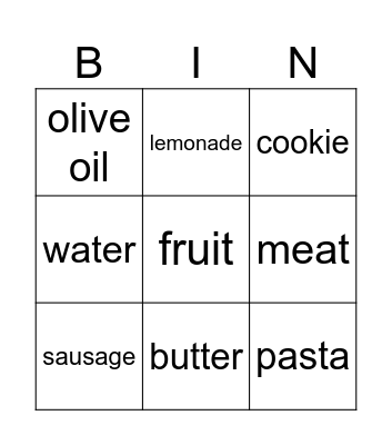 FOOD AND DRINKS! Bingo Card