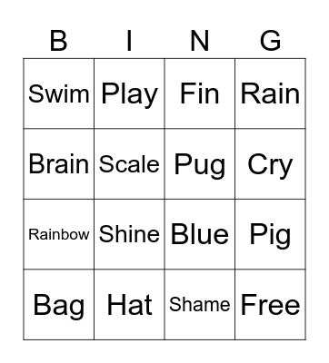 Phonics Bingo Card
