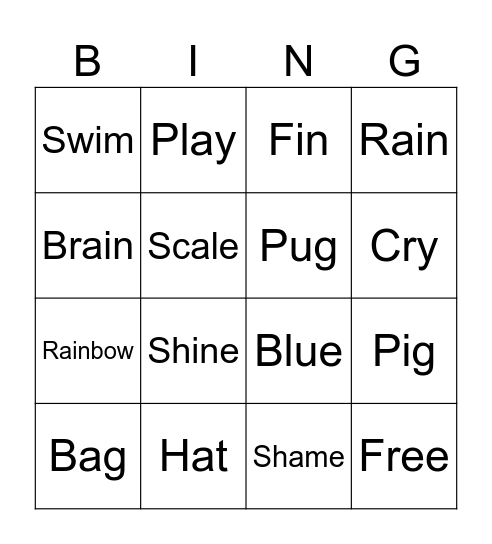 Phonics Bingo Card