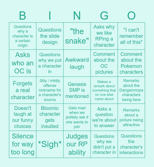 Genesis Bingo Card