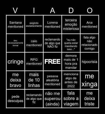 Gustavinho moment Bingo Card