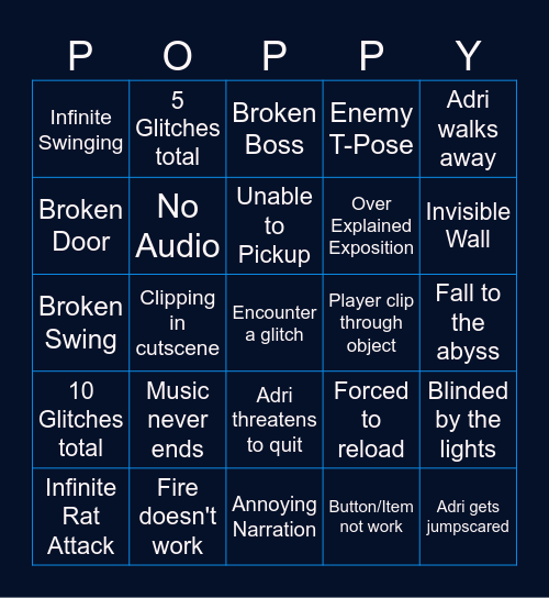 Poppy Chapter 4 Bingo! Bingo Card