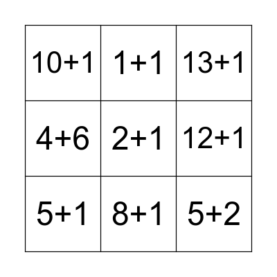 Simple addition to 15 Bingo Card