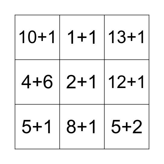 Simple addition to 15 Bingo Card