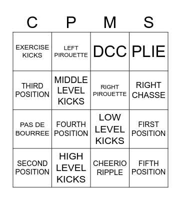 DANCE BINGO - PRECISION Bingo Card