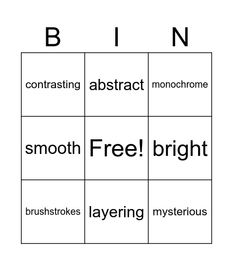 Art Bingo Card
