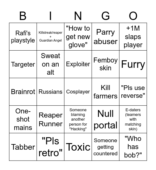 Slap battles bingo! Bingo Card