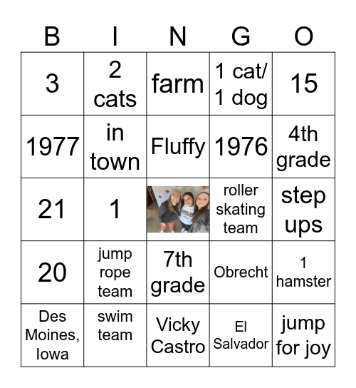 Blackburn Birthday Bingo Card