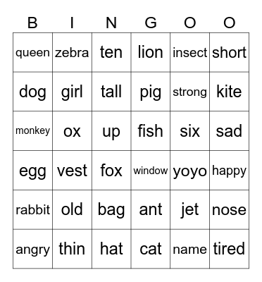 alphabet Bingo Card