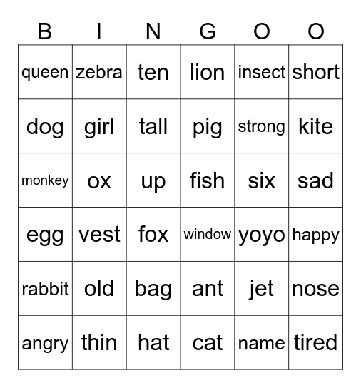 alphabet Bingo Card