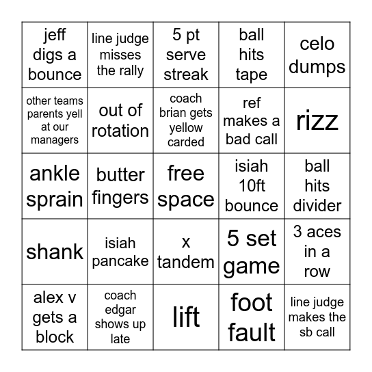 SBCOEDBOYSVB BINGO 2025 Bingo Card
