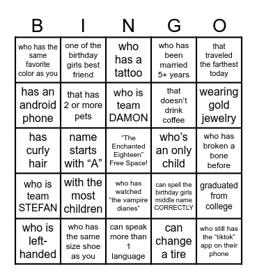 Find the Guest Bingo Card