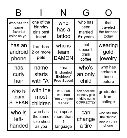 Find the Guest Bingo Card