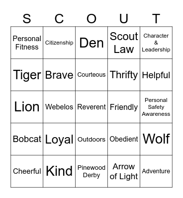 Blue and Gold Banquet 2025 Bingo Card