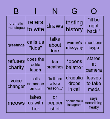 tea bingo Card