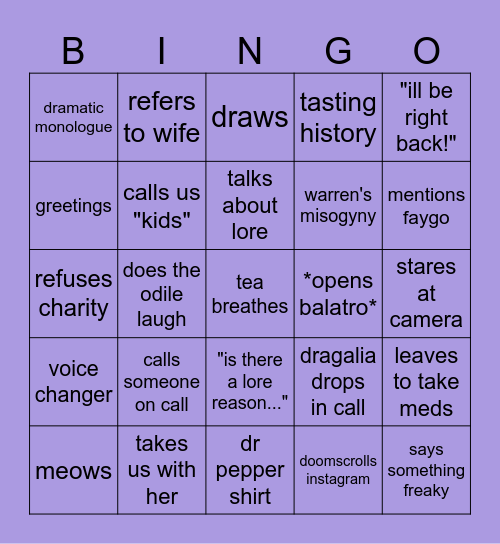 tea bingo Card