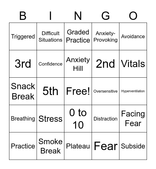 Dealing with Avoidance and Facing Fear Bingo Card