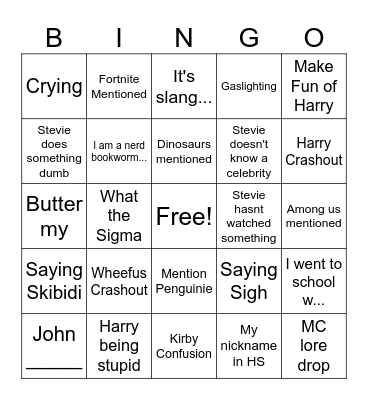 Stevingo Bingo Card