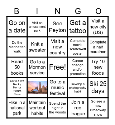Nic and Sara Take 2025 Bingo Card