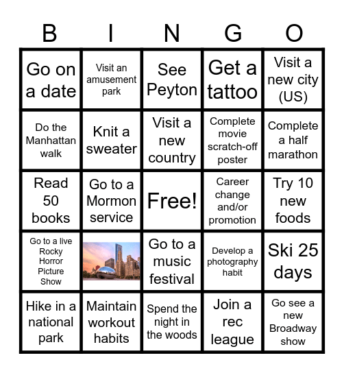 Nic and Sara Take 2025 Bingo Card