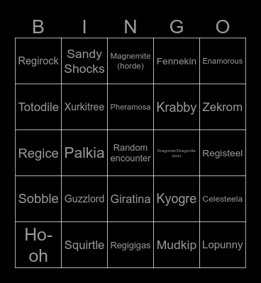 Shiny Pokemon for 2025 Bingo Card