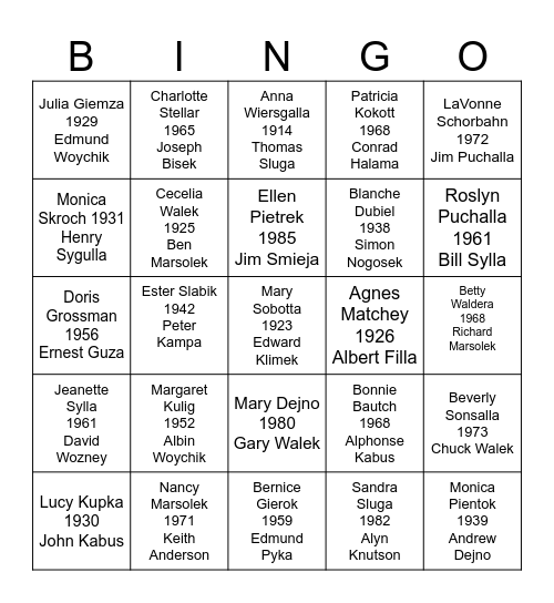 SS. Peter and Paul Wedding Ribbon Bingo Card