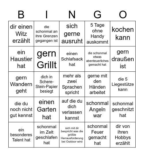 Finde eine Person die... Bingo Card