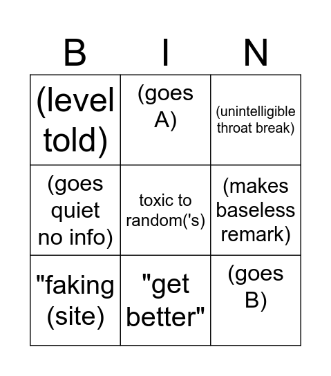 nova Bingo Card