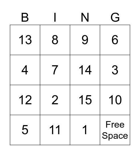 Midterm Review Bingo Card
