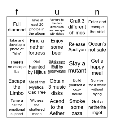 fun Bingo Card